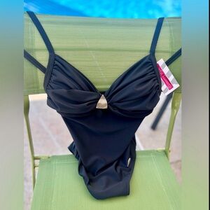 BRAND NEW One Piece Swimsuit MEDIUM charcoal color, tags still on (Merry Style)